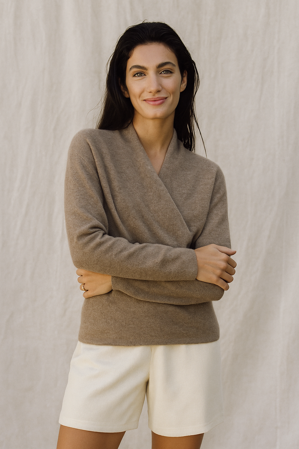Natalie | Women’s Winter Wrap V Neck Knit Sweater