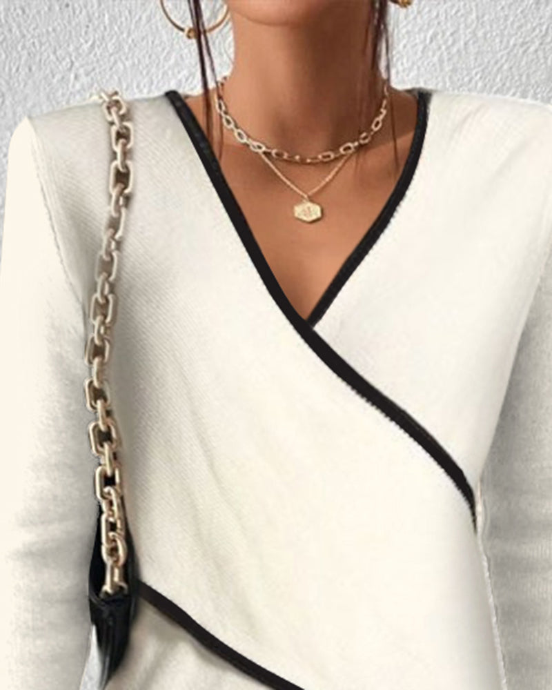 Audrey | Women Winter Wrap V Neck Sweater