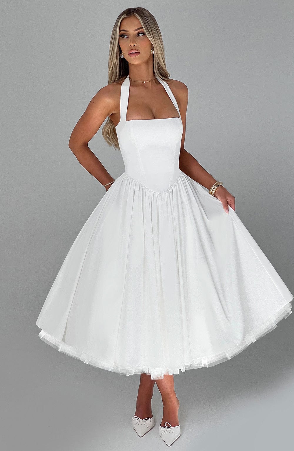 Ariana | Women Wedding Guest Halter Midi Dress