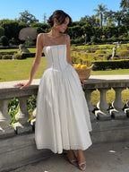 Caroline | Women Wedding Guest Corset Midi Dress