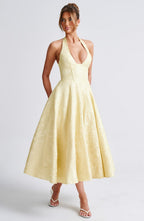 Clara | Women Wedding Guest Halter Midi Dress