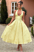 Clara | Women Wedding Guest Halter Midi Dress